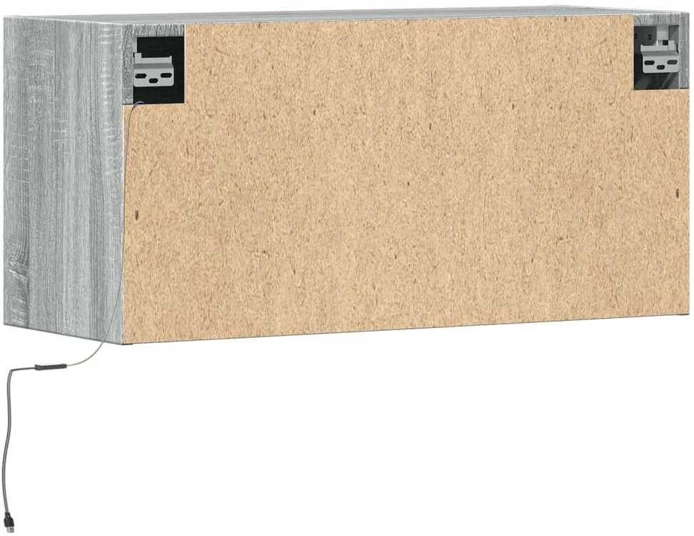 TV staliukas Sieninė TV spintelė su LED lemputėmis, pilka, 80x31x35cm