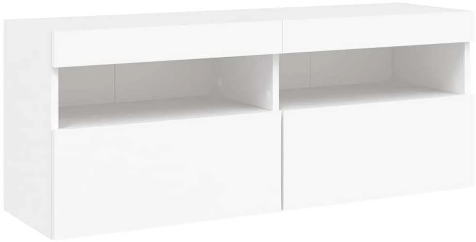 TV staliukas Sieninė TV spintelė su LED lemputėmis, balta, 100x30x40cm