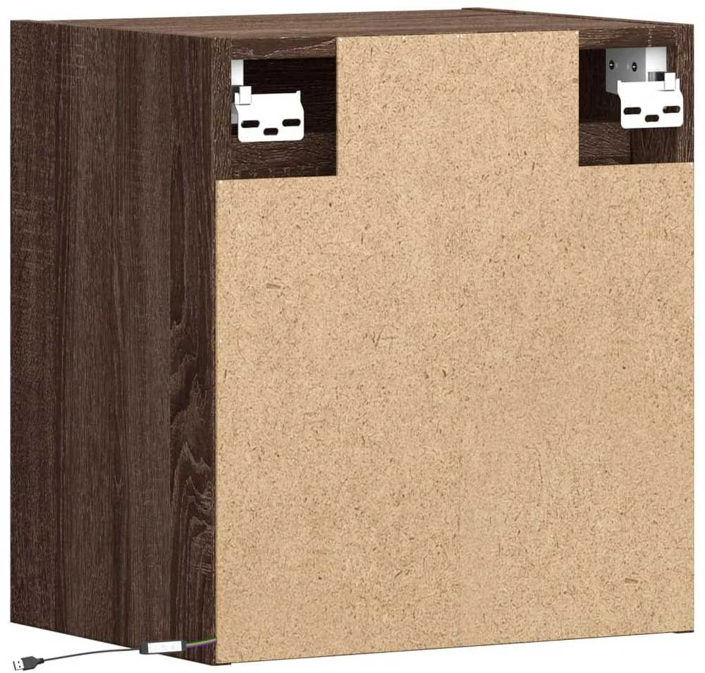 TV staliukas Sieninė TV spintelė su LED lemputėmis, ruda ąžuolo, 41x31x45cm