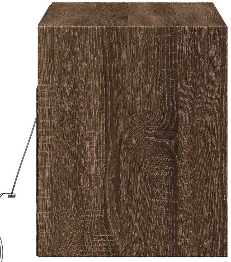 TV staliukas Sieninė TV spintelė su LED lemputėmis, ruda ąžuolo, 100x31x35cm