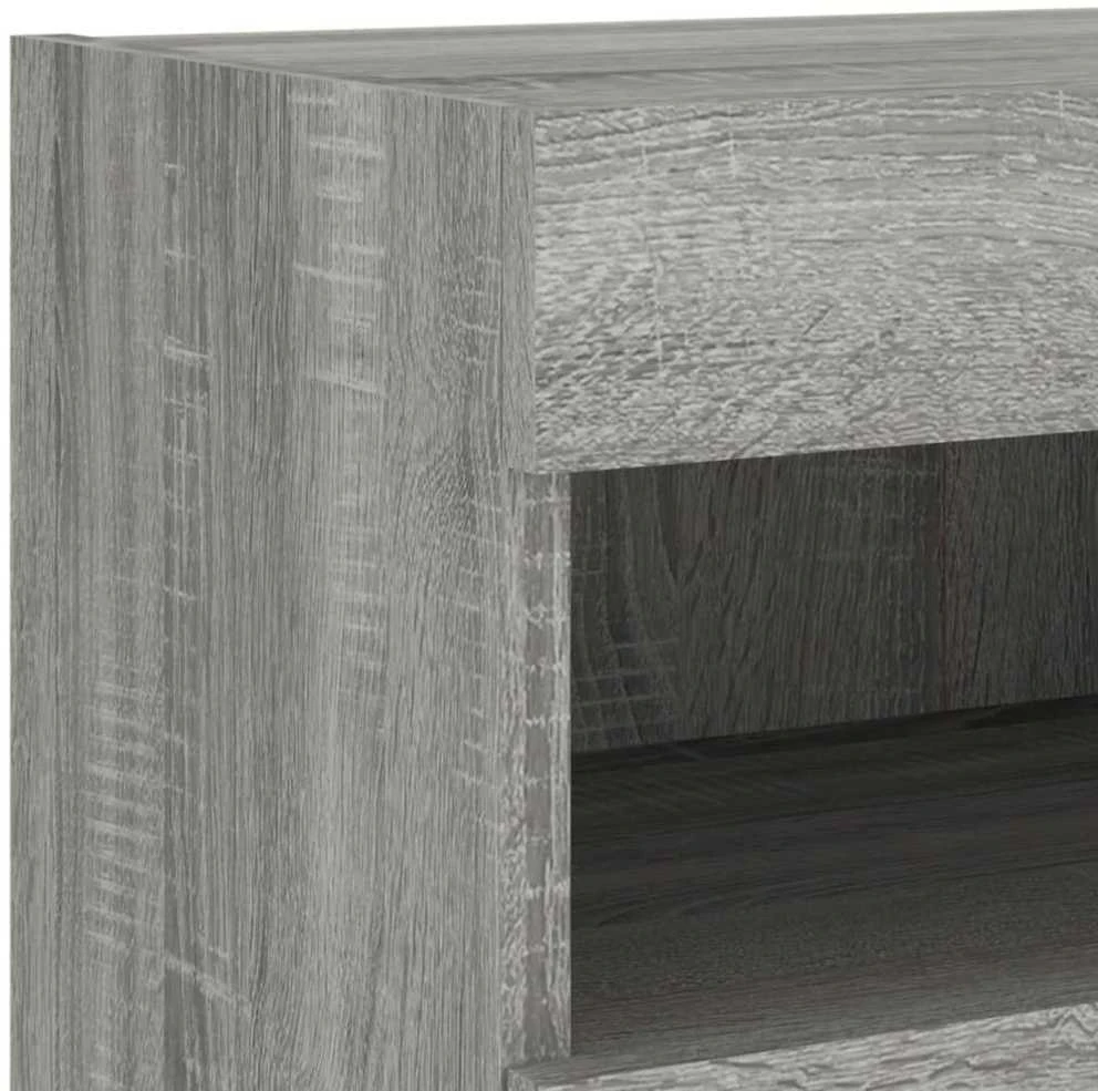 TV staliukas Sieninė TV spintelė su LED lemputėmis, pilka ąžuolo, 80x30x40cm