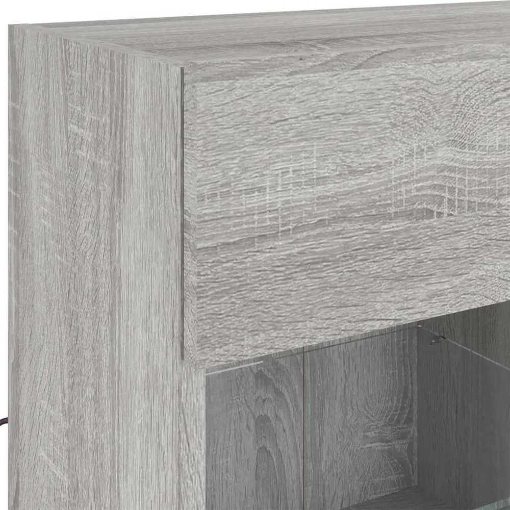 TV staliukas Sieninė TV spintelė su LED lemputėmis, pilka, 78,5x30x60,5cm