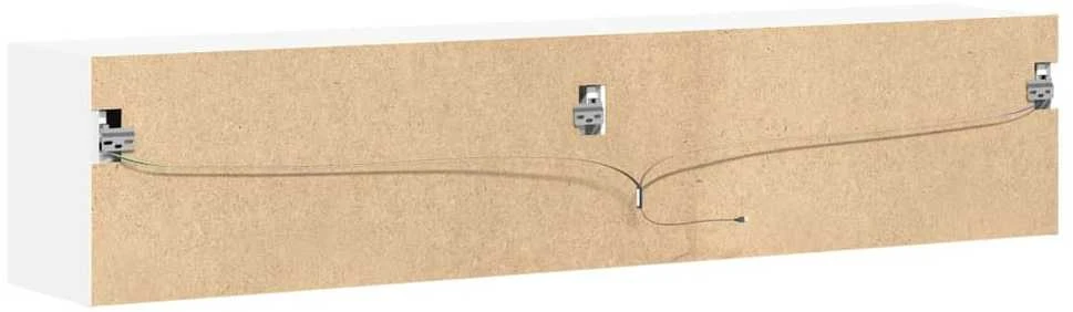 TV staliukas Sieninė TV spintelė su LED lemputėmis, balta, 180x31x38cm