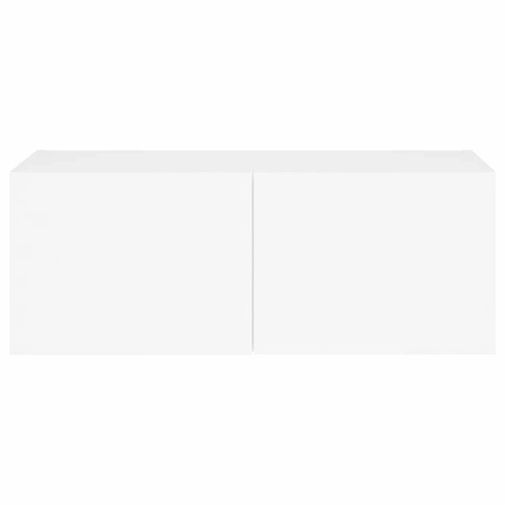 TV staliukas Sieninė TV spintelė su LED lemputėmis, balta, 80x35x31cm