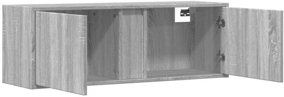 TV staliukas Sieninė TV spintelė su LED lemputėmis, pilka, 100x31x35cm