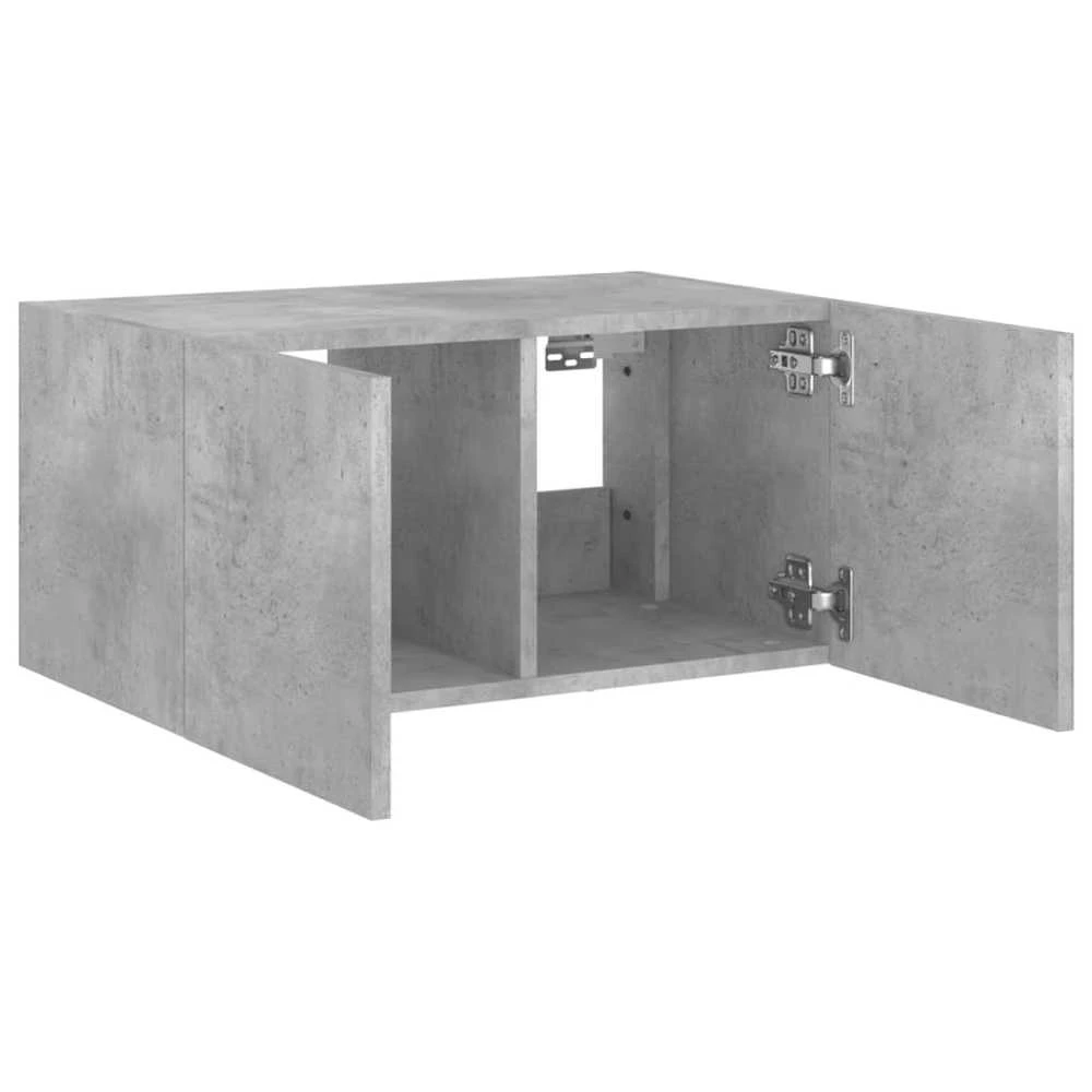 TV staliukas Sieninė TV spintelė su LED lemputėmis, betono pilka, 60x35x31cm