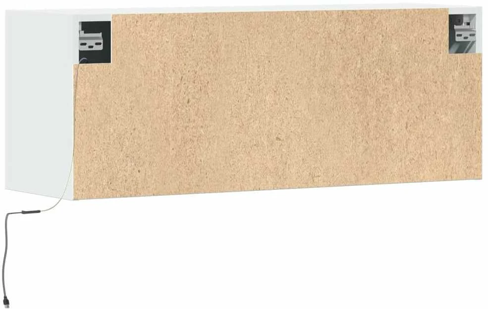 TV staliukas Sieninė TV spintelė su LED lemputėmis, balta, 100x31x35cm