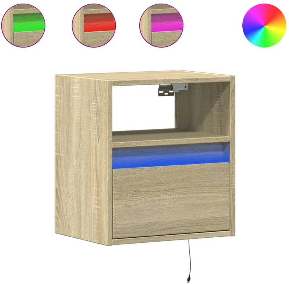 TV staliukas Sieninė TV spintelė su LED lemputėmis, ąžuolo, 41x31x45cm