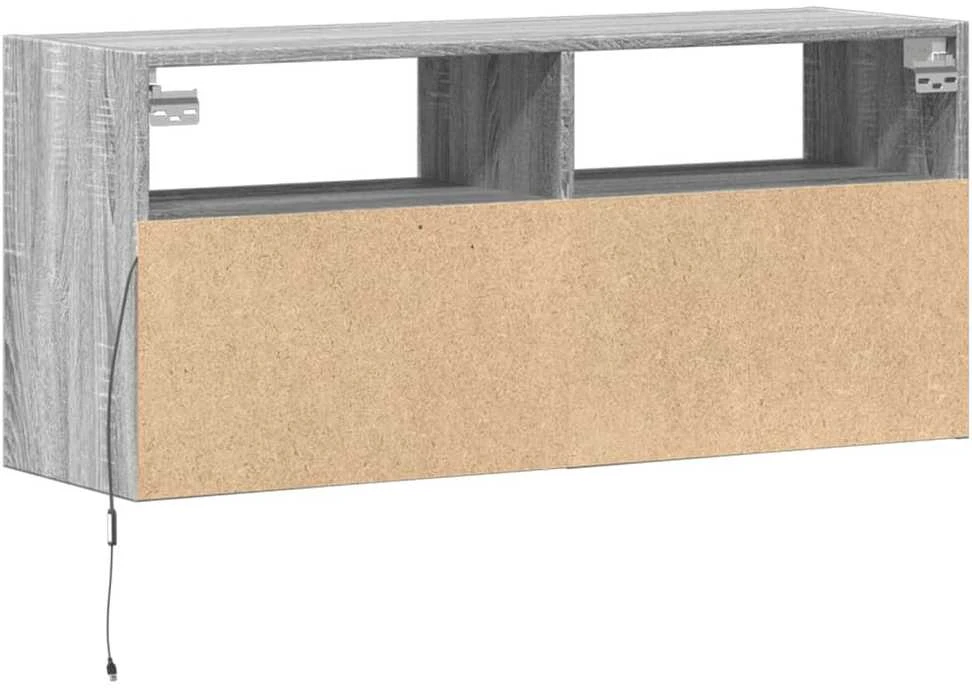 TV staliukas Sieninė TV spintelė su LED lemputėmis, pilka, 100x31x45cm