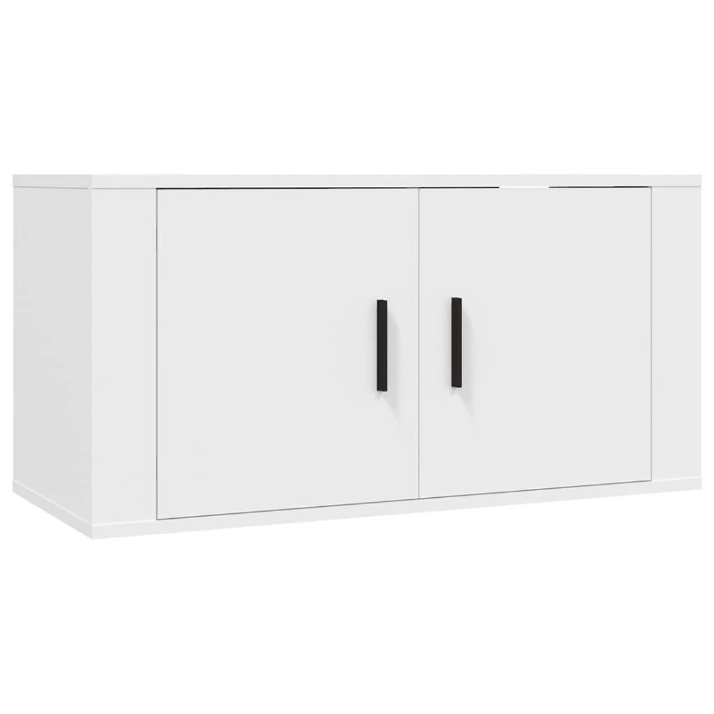 TV staliukas Sieninės televizoriaus spintelės, 2vnt., baltos, 80x34,5x40cm