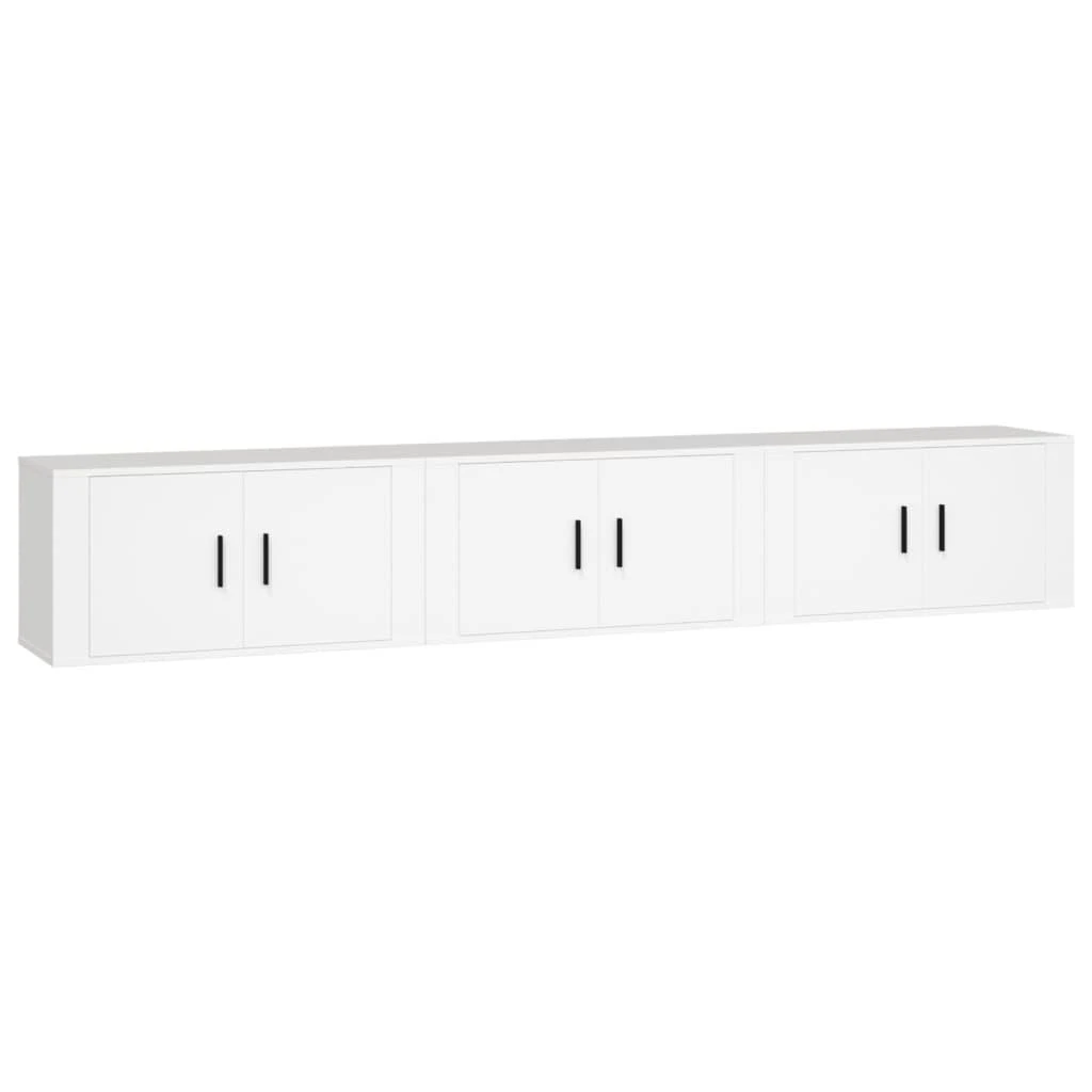 TV staliukas Sieninės televizoriaus spintelės, 3vnt., baltos, 80x34,5x40cm