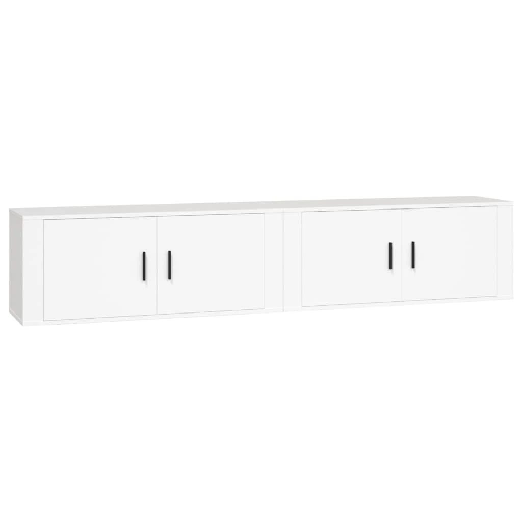 TV staliukas Sieninės televizoriaus spintelės, 2vnt., baltos, 100x34,5x40cm