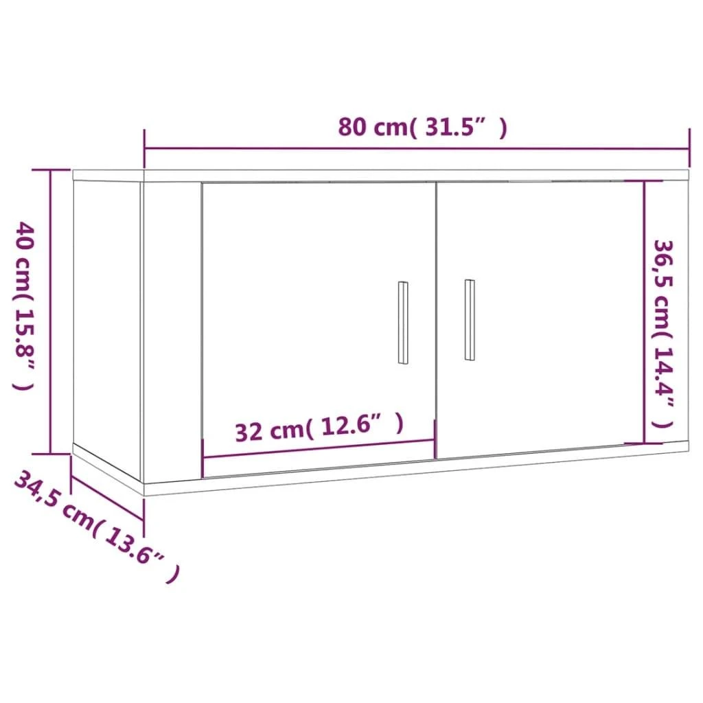 TV staliukas Sieninės televizoriaus spintelės, 3vnt., baltos, 80x34,5x40cm