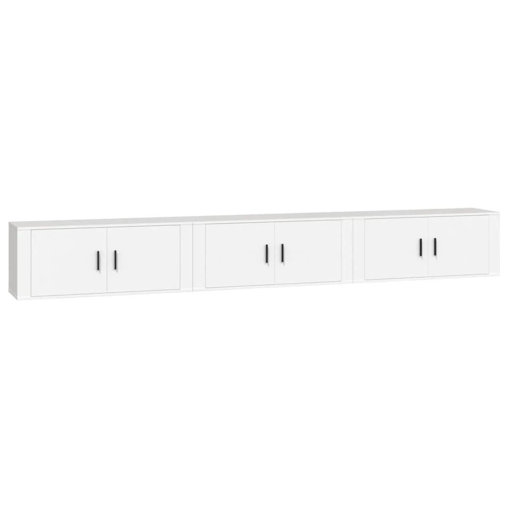 TV staliukas Sieninės televizoriaus spintelės, 3vnt., baltos, 100x34,5x40cm