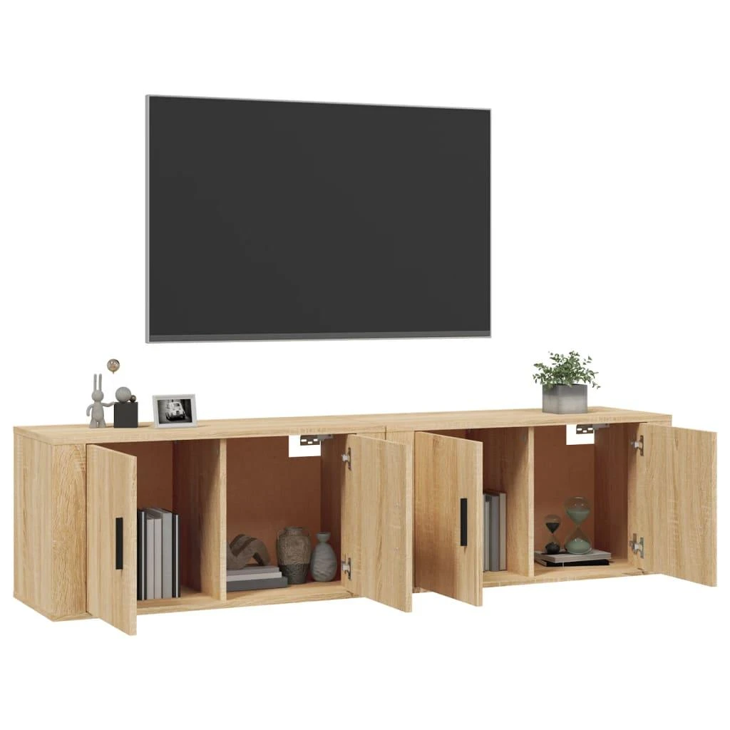 TV staliukas Sieninės televizoriaus spintelės, 2vnt., ąžuolo, 80x34,5x40cm