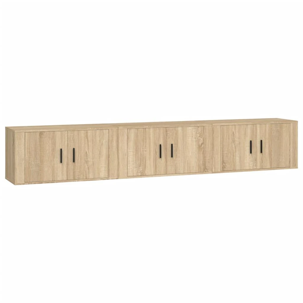 TV staliukas Sieninės televizoriaus spintelės, 3vnt., ąžuolo, 80x34,5x40cm