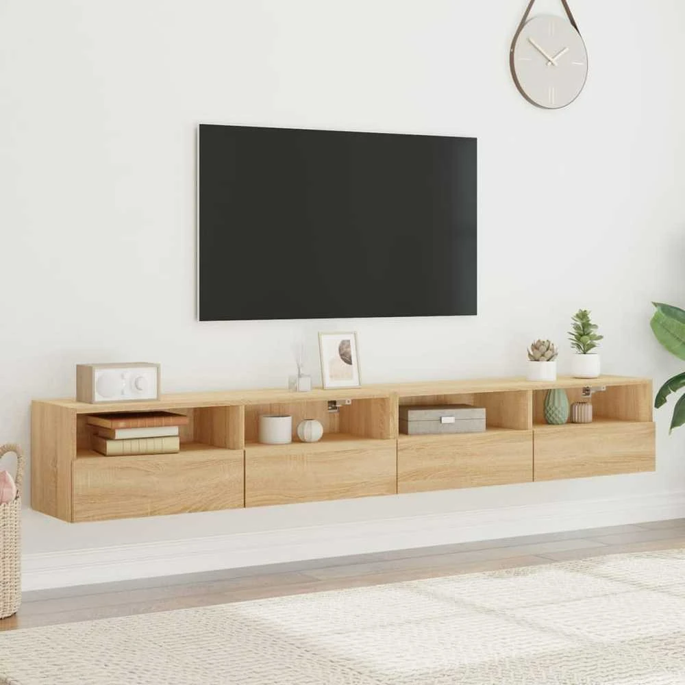 TV staliukas Sieninės TV spintelės, 2vnt., ąžuolo, 100x30x30cm, mediena