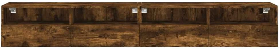 TV staliukas Sieninės TV spintelės, 2vnt., dūminės, 100x30x30cm, mediena