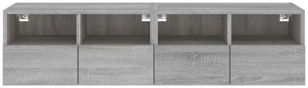 TV staliukas Sieninės TV spintelės, 2vnt., pilkos, 60x30x30cm, mediena
