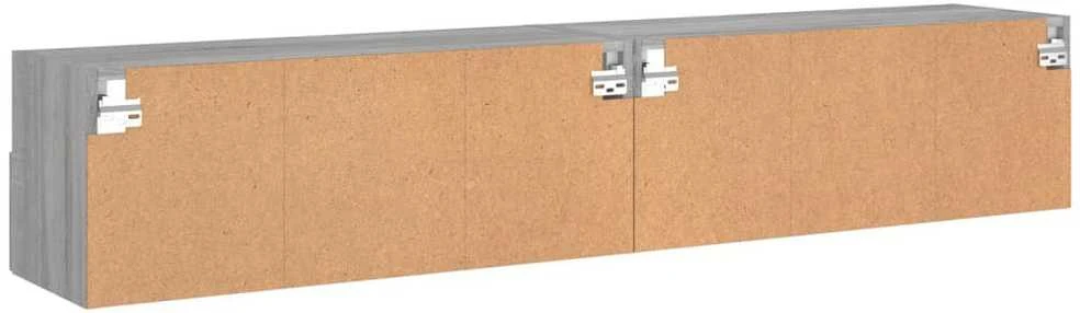 TV staliukas Sieninės TV spintelės, 2vnt., pilkos, 80x30x30cm, mediena