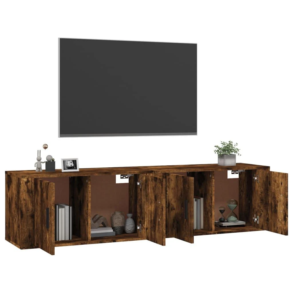 TV staliukas Sieninės TV spintelės, 2vnt., dūminio ąžuolo, 80x34,5x40cm