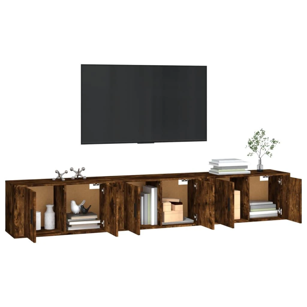TV staliukas Sieninės TV spintelės, 3vnt., dūminio ąžuolo, 80x34,5x40cm