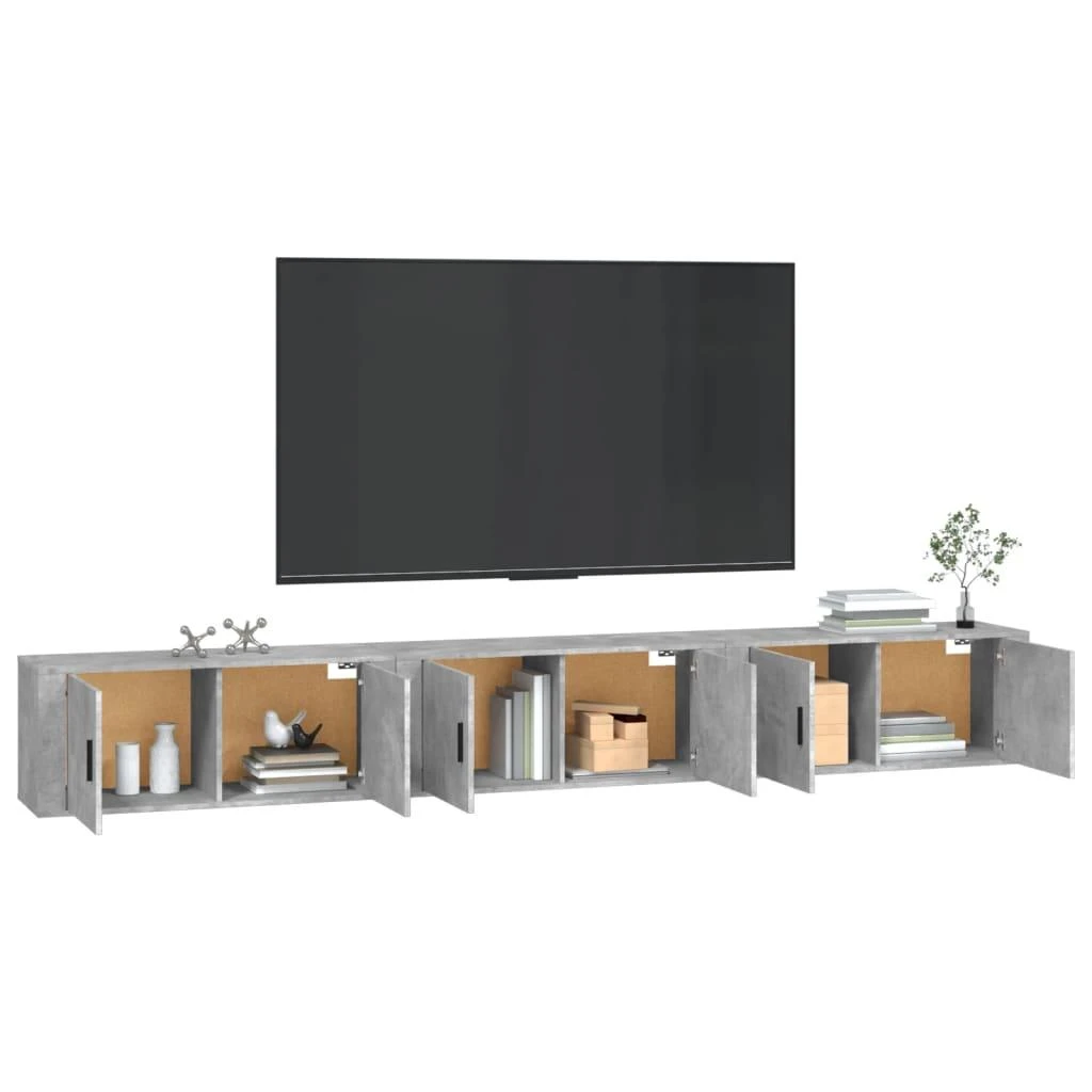 TV staliukas Sieninės TV spintelės, 3vnt., betono pilkos, 100x34,5x40cm