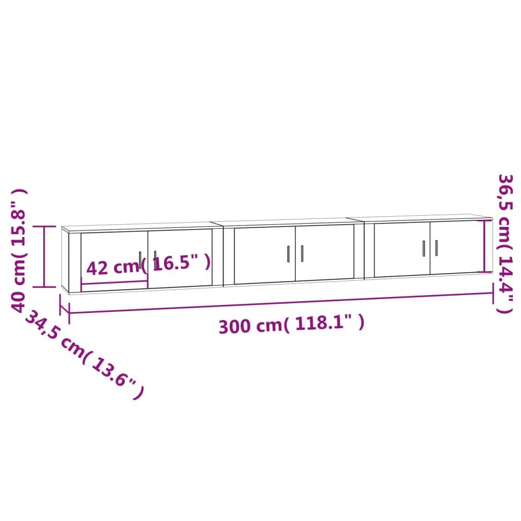 TV staliukas Sieninės TV spintelės, 3vnt., betono pilkos, 100x34,5x40cm
