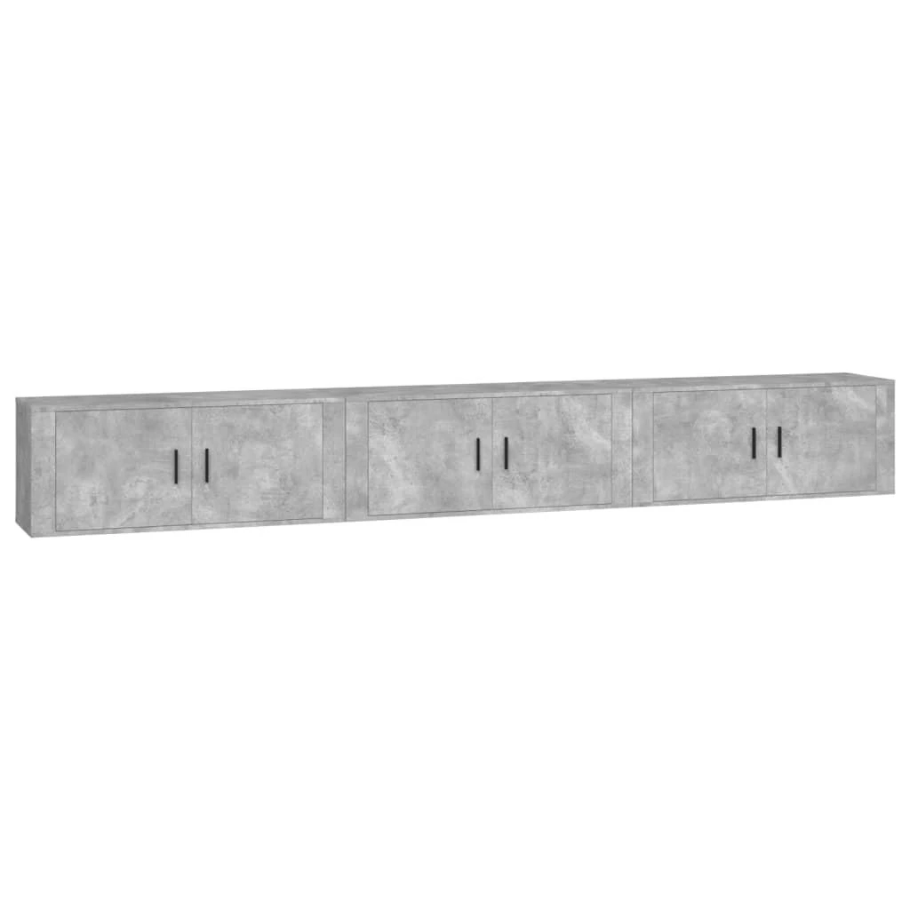 TV staliukas Sieninės TV spintelės, 3vnt., betono pilkos, 100x34,5x40cm