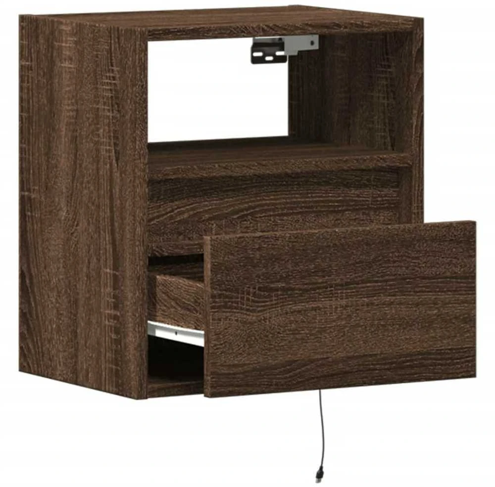 TV staliukas Sieninės TV spintelės su LED, 2vnt., rudos ąžuolo, 41x31x45cm