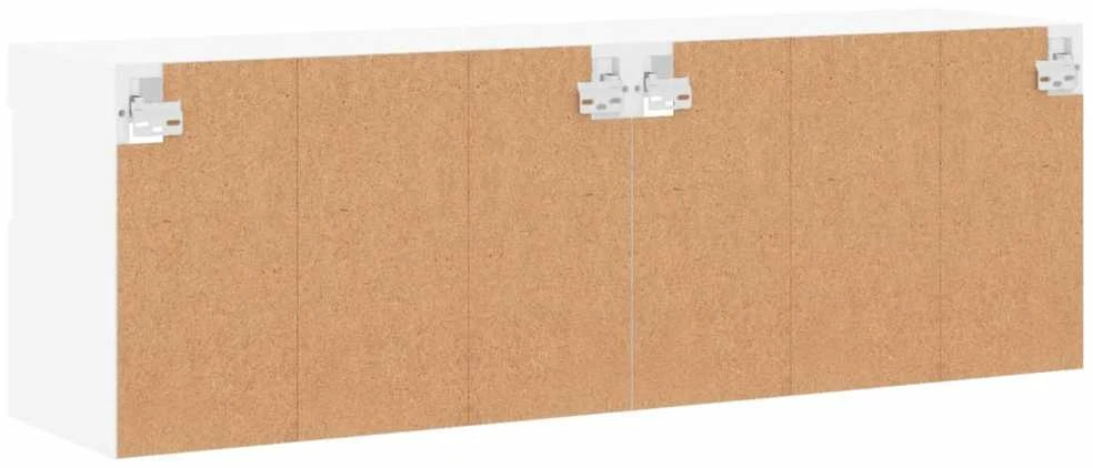 TV staliukas Sieninės TV spintelės su LED, 2vnt., baltos, 60x30x40cm