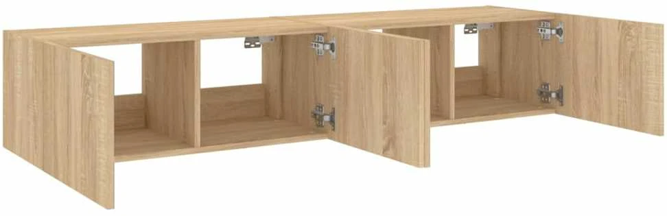 TV staliukas Sieninės TV spintelės su LED, 2vnt., sonoma ąžuolo, 80x35x31cm
