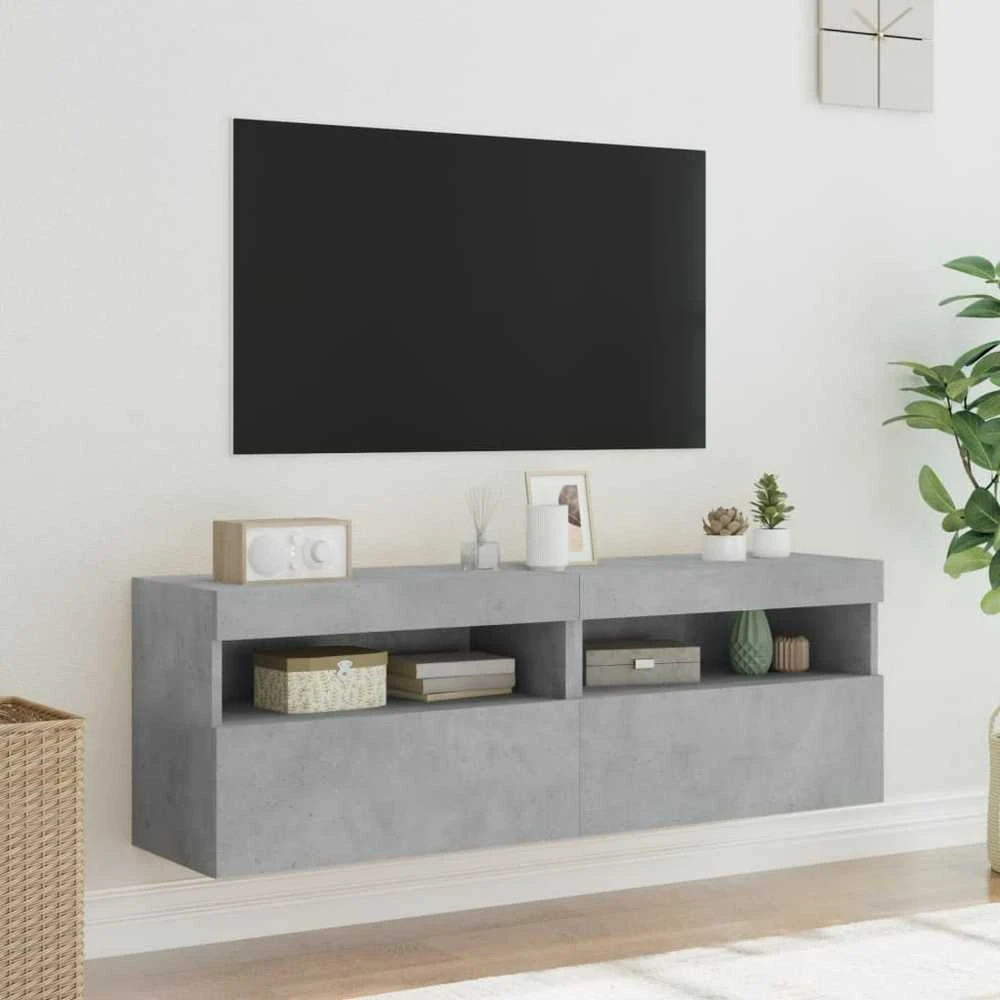 TV staliukas Sieninės TV spintelės su LED, 2vnt., betono pilkos, 60x30x40cm