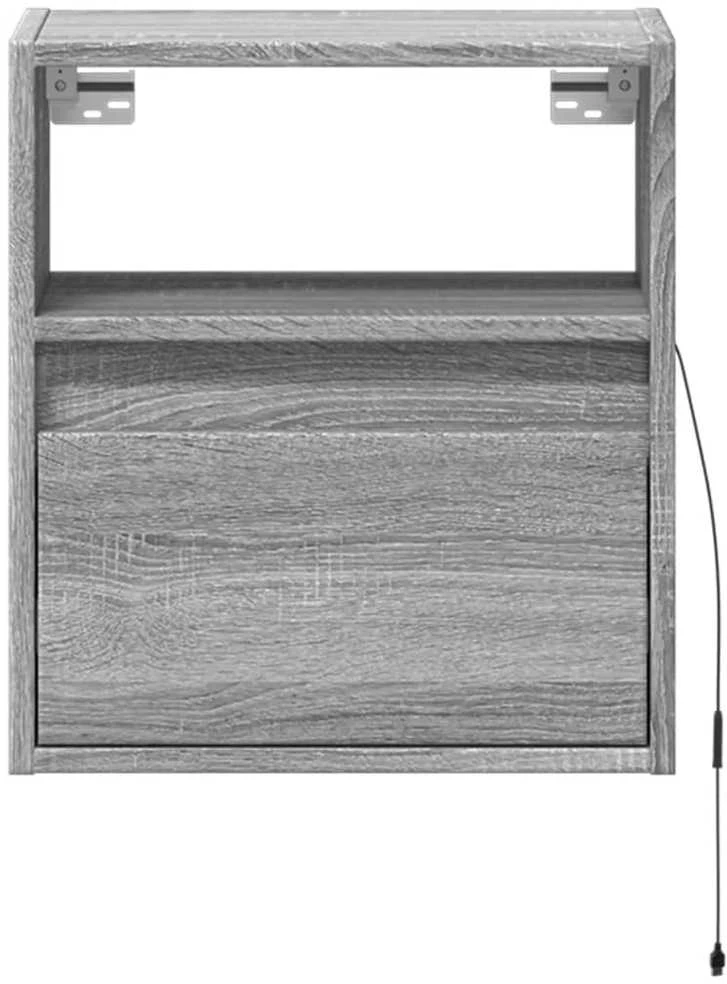 TV staliukas Sieninės TV spintelės su LED, 2vnt., pilkos, 41x31x45cm