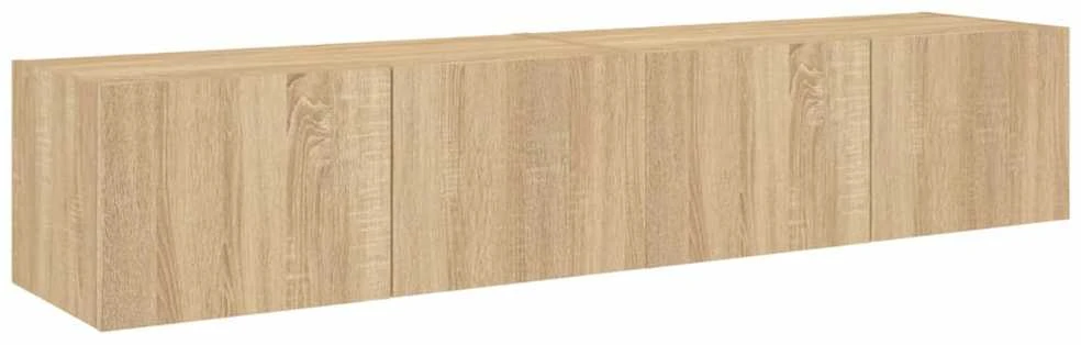 TV staliukas Sieninės TV spintelės su LED, 2vnt., sonoma ąžuolo, 80x35x31cm