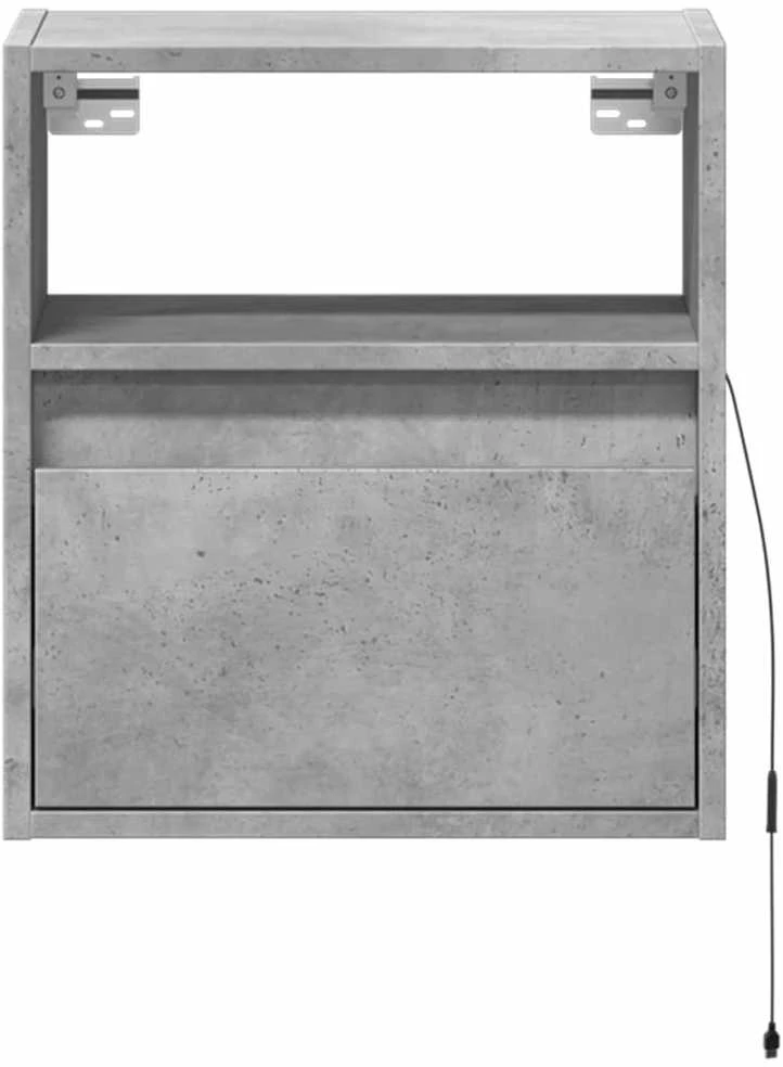 TV staliukas Sieninės TV spintelės su LED, 2vnt., betono pilkos, 41x31x45cm