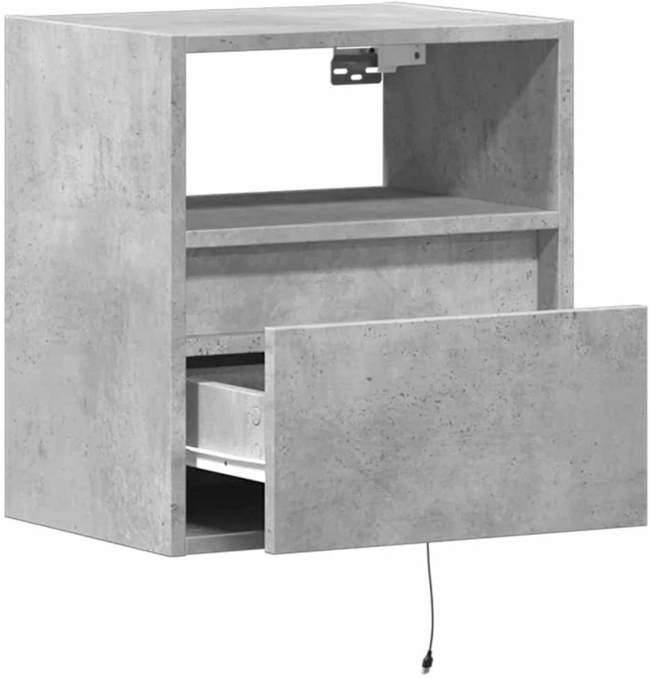 TV staliukas Sieninės TV spintelės su LED, 2vnt., betono pilkos, 41x31x45cm