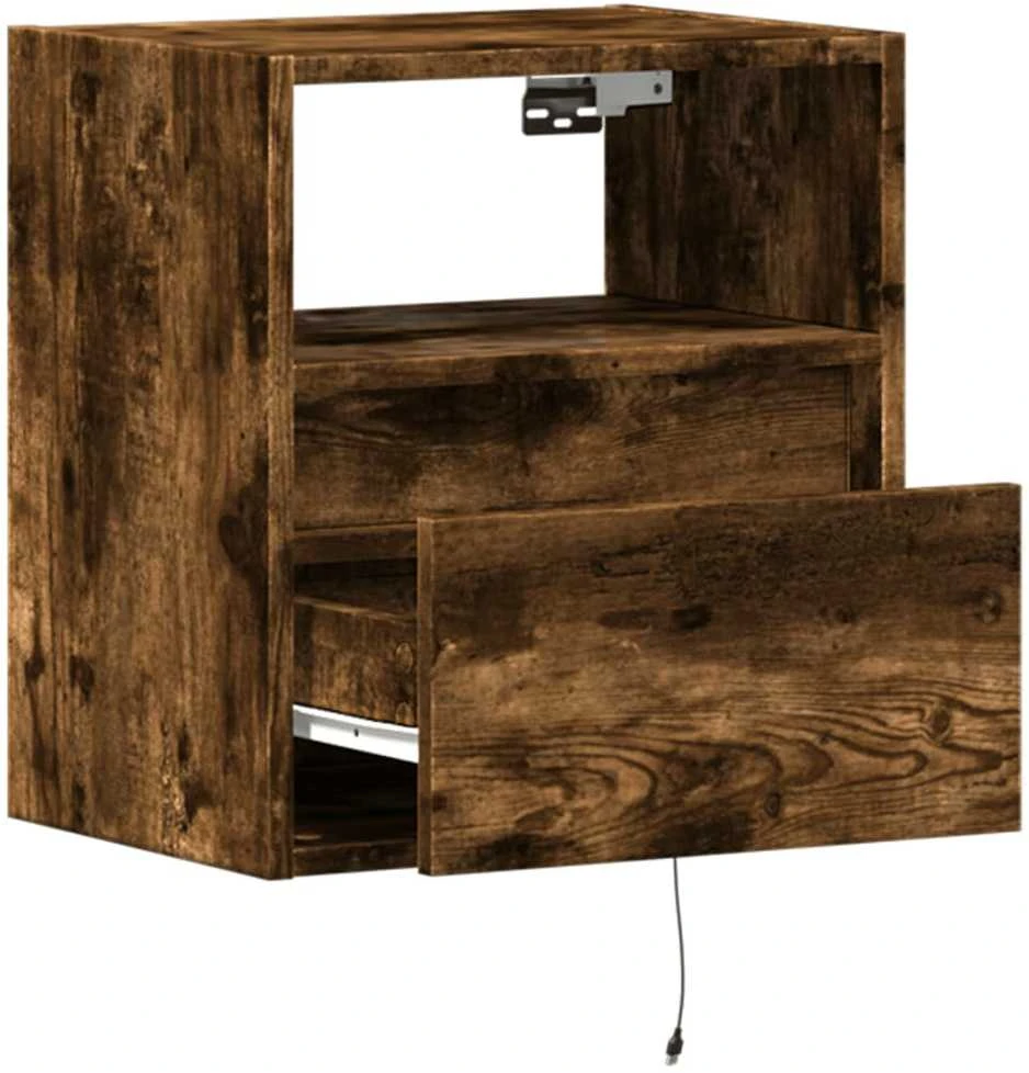 TV staliukas Sieninės TV spintelės su LED, 2vnt., dūminio ąžuolo, 41x31x45cm