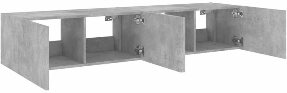 TV staliukas Sieninės TV spintelės su LED, 2vnt., betono pilkos, 80x35x31cm