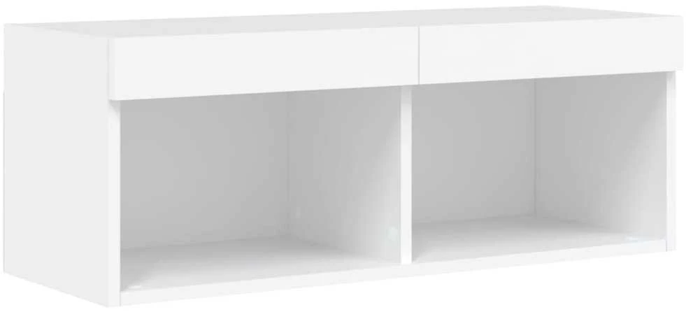 TV staliukas Sieninės TV spintelės su LED lemputėmis, 8vnt., baltos spalvos