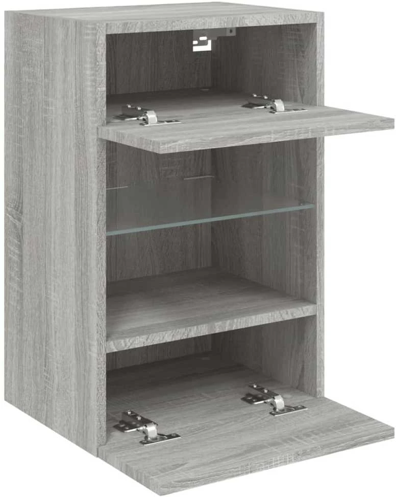 TV staliukas Sieninės TV spintelės su LED, 2vnt., pilkos, 40x30x60,5cm