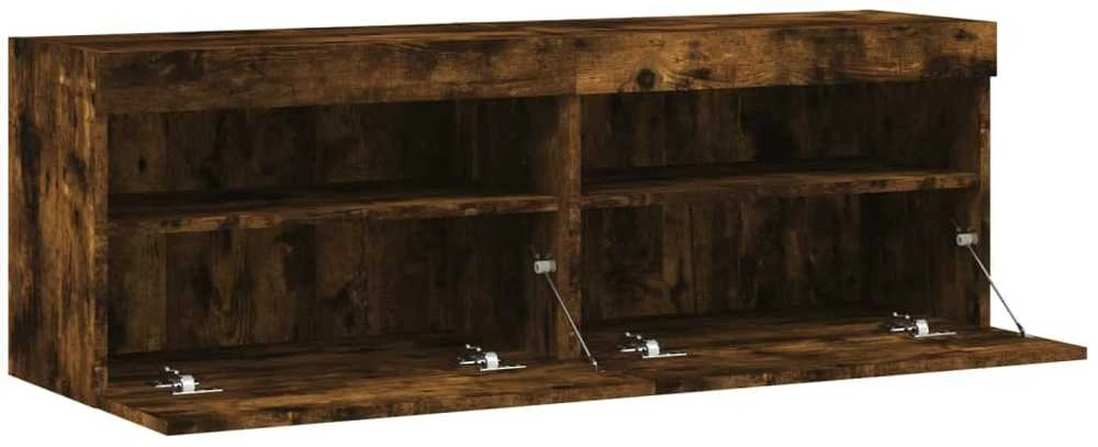 TV staliukas Sieninės TV spintelės su LED, 2vnt., dūminės ąžuolo, 60x30x40cm