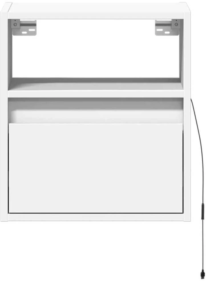 TV staliukas Sieninės TV spintelės su LED, 2vnt., baltos, 41x31x45cm