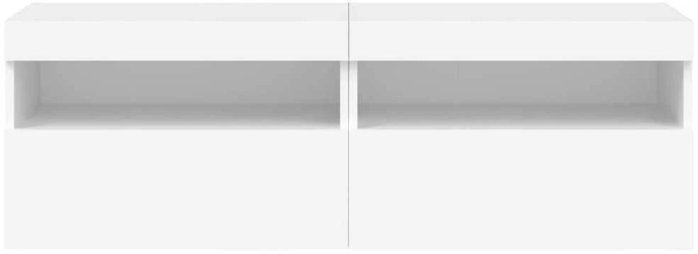TV staliukas Sieninės TV spintelės su LED, 2vnt., baltos, 60x30x40cm