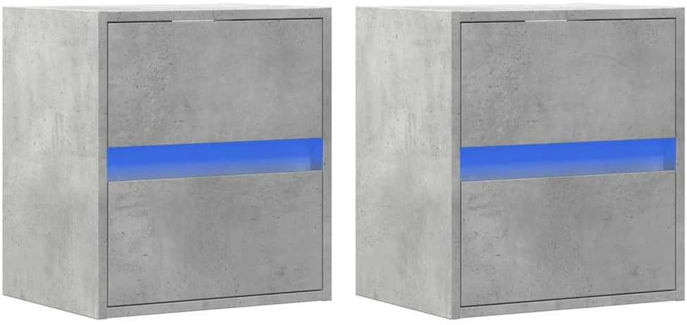 TV staliukas Sieninės TV spintelės su LED, 2vnt., betono pilkos, 41x31x45cm