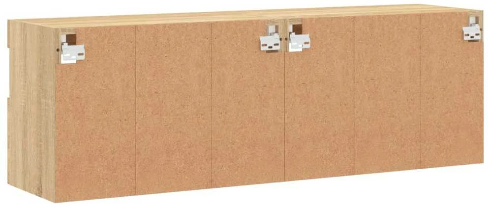 TV staliukas Sieninės TV spintelės su LED, 2vnt., sonoma ąžuolo, 60x30x40cm