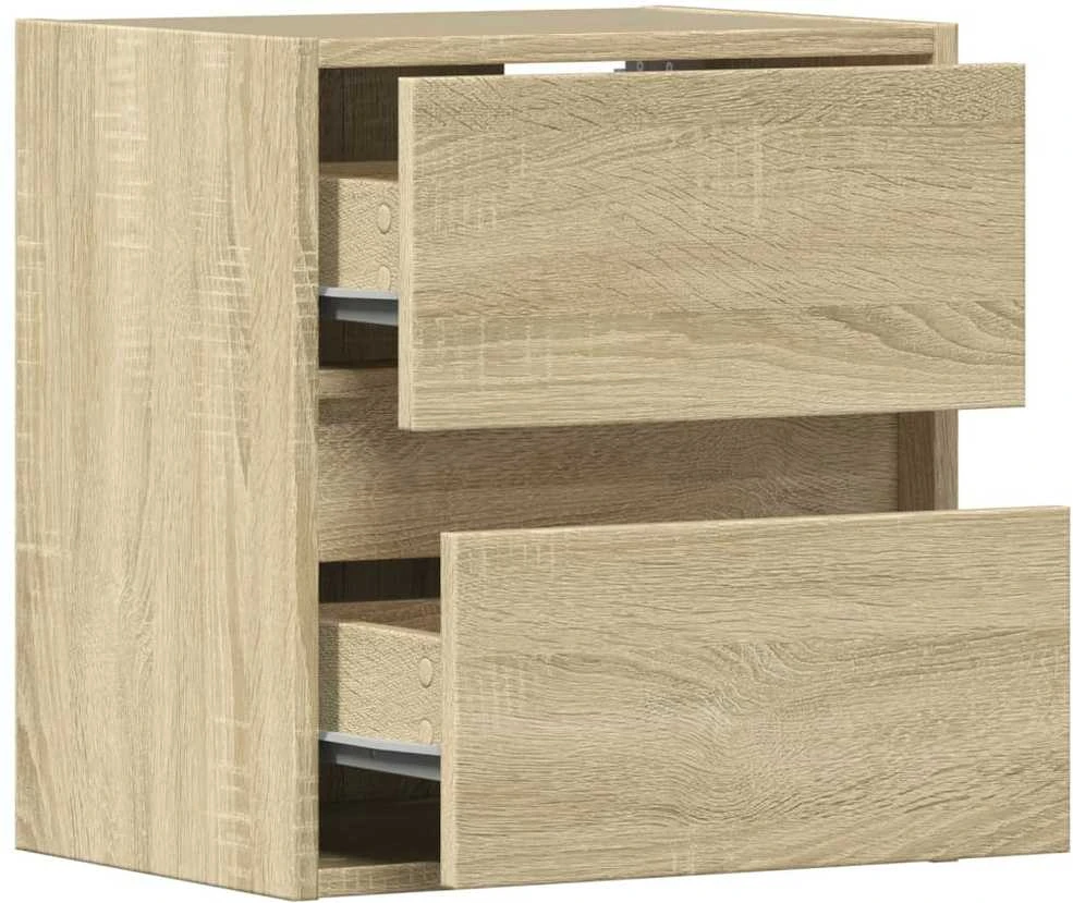 TV staliukas Sieninės TV spintelės su LED, 2vnt., sonoma ąžuolo, 41x31x45cm