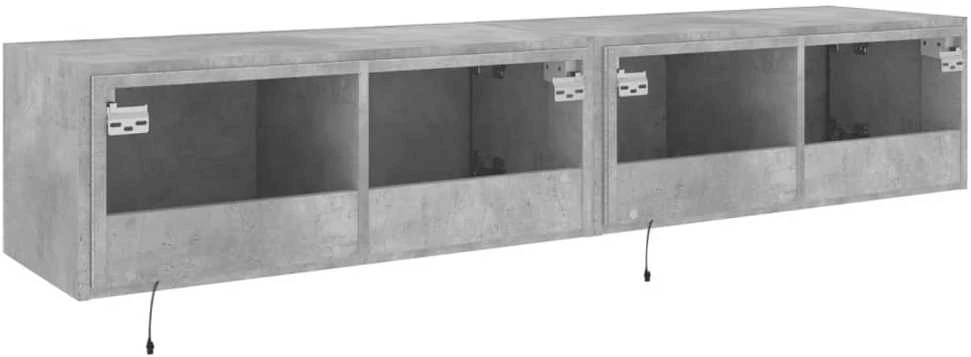 TV staliukas Sieninės TV spintelės su LED, 2vnt., betono pilkos, 80x35x31cm
