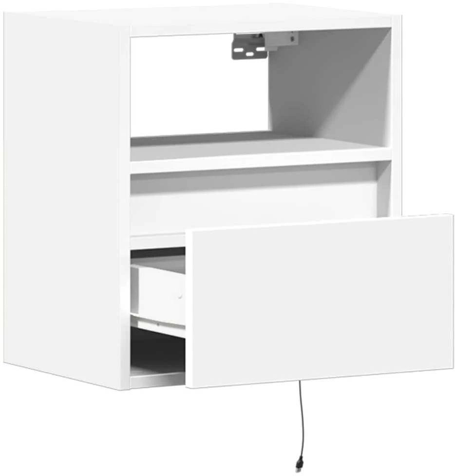 TV staliukas Sieninės TV spintelės su LED, 2vnt., baltos, 41x31x45cm