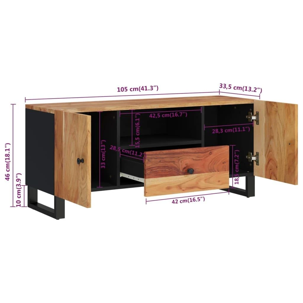TV staliukas Televizoriaus spintelė, 105x33,5x46cm, akacija/apdirbta mediena